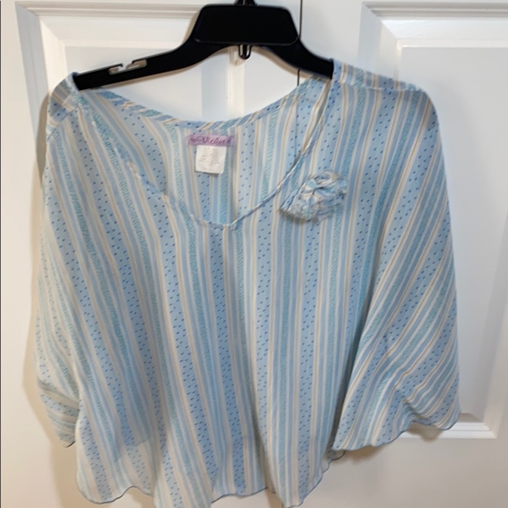 Flowing/ poncho see-through light blue top